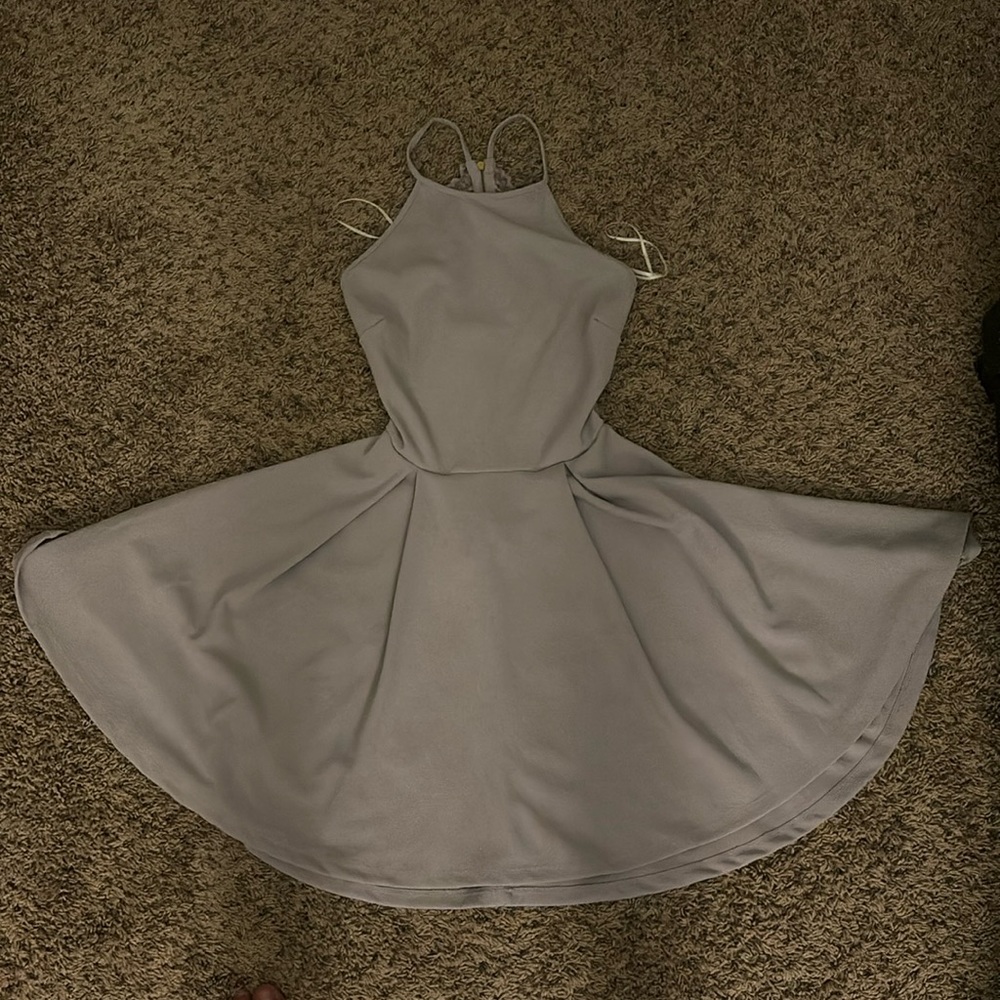 NEVER WORN. Light gray/lavender cocktail dress. Tags still on.